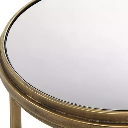 Gold Metal Mirror Top 2-pc. Nesting Side Table Set