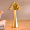 Gold Metal Ribbed Rechargeable Touch Lamp