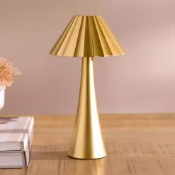 Gold Metal Ribbed Rechargeable Touch Lamp