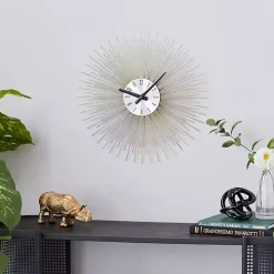 Gold Metal Sunburst Wall Clock