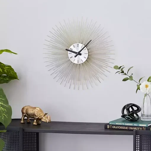 Gold Metal Sunburst Wall Clock