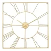 Gold Minimal Square Open Face Clock