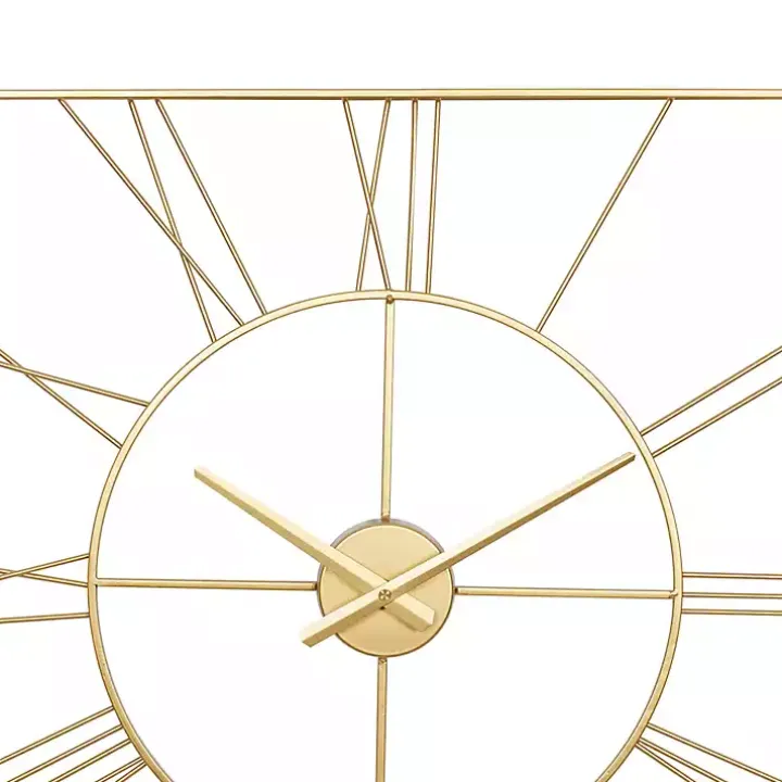 Gold Minimal Square Open Face Clock