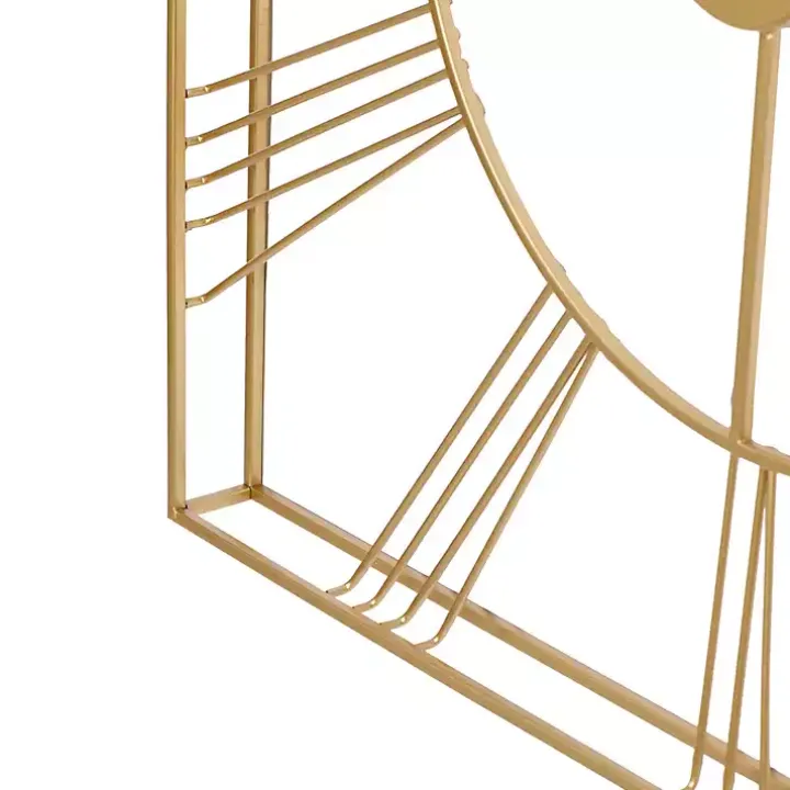 Gold Minimal Square Open Face Clock