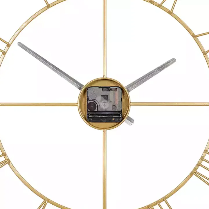 Gold Minimal Square Open Face Clock