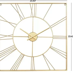 Gold Minimal Square Open Face Clock