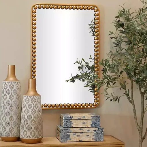 Gold Rounded Rectangle Wall Mirror