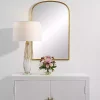 Gold Simple Round Top Wall Mirror