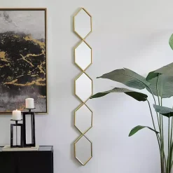 Gold Slim Stacked Hexagons Wall Mirror