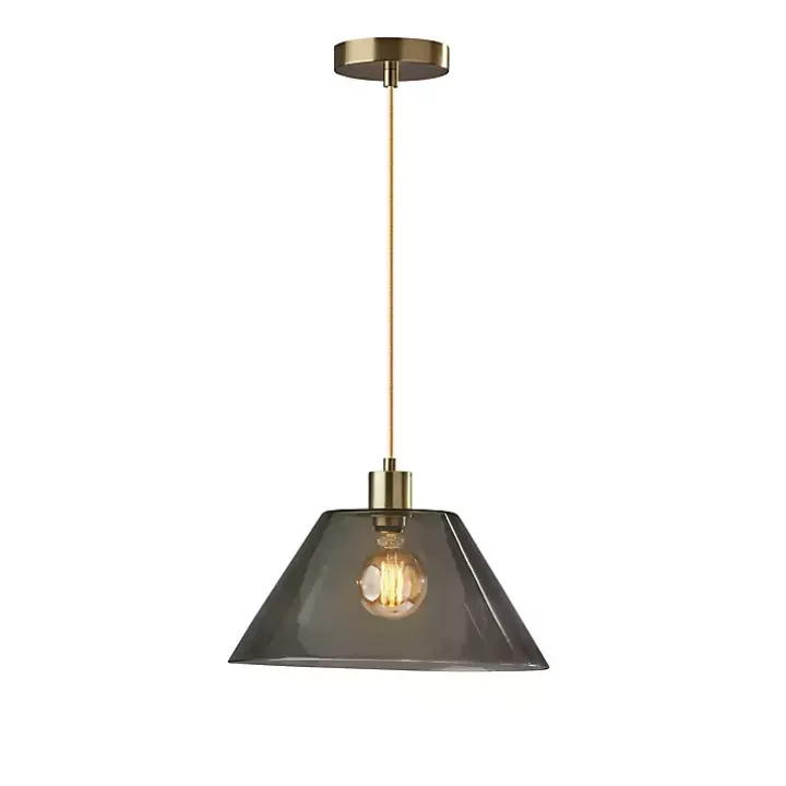 Gold Smoked Glass Pendant Light