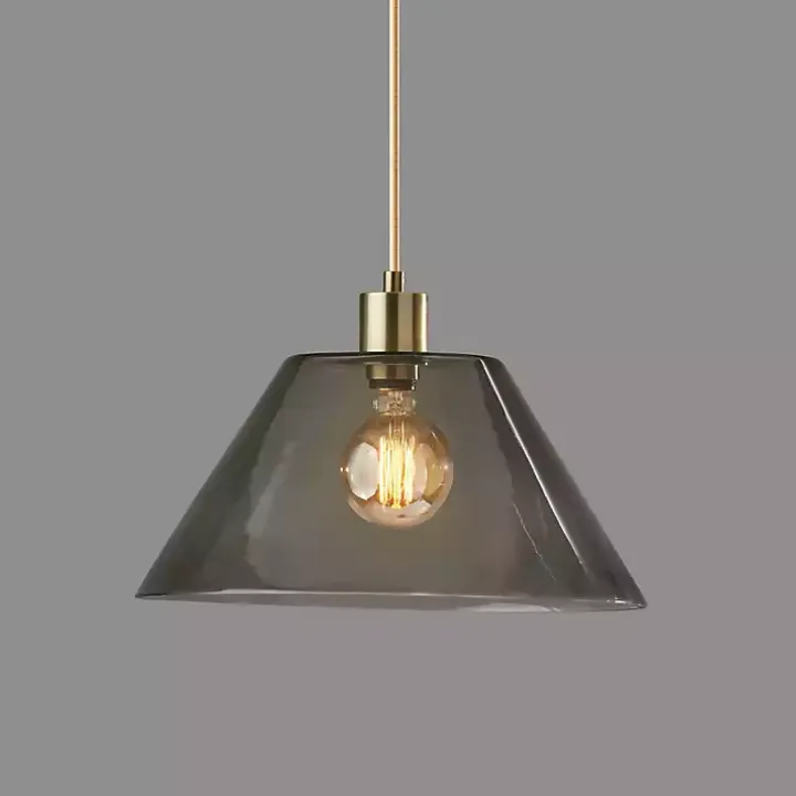 Gold Smoked Glass Pendant Light