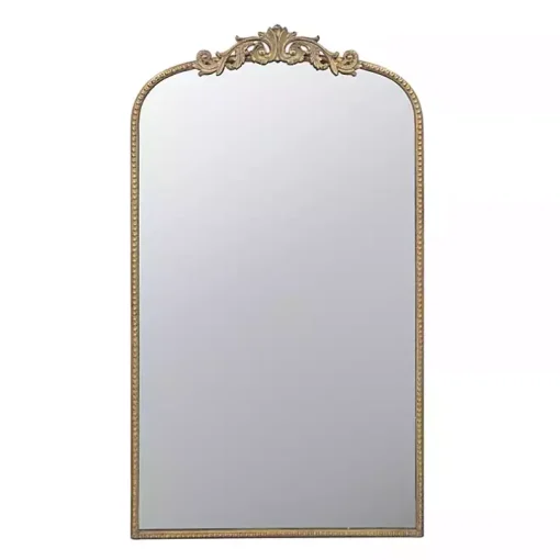 Gold Studded Scroll Arched Mirror, 42 in.