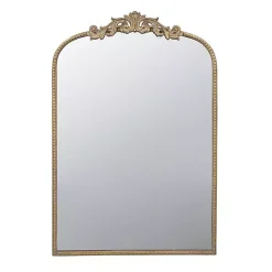 Gold Studded Scroll Arched Mirror, 36 in.