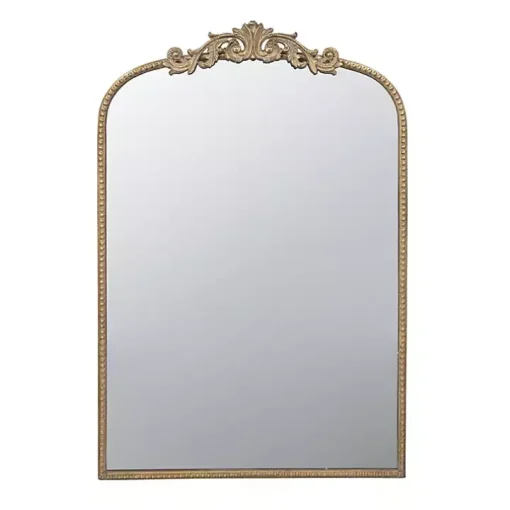 Gold Studded Scroll Arched Mirror, 36 in.