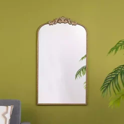 Gold Studded Scroll Arched Mirror, 42 in.