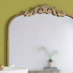 Gold Studded Scroll Arched Mirror, 42 in.