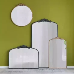 Gold Studded Scroll Arched Mirror, 42 in.