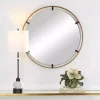Gold Suspended Round Wall Mirror