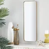 Gold Thin Iron Frame Curved Corner Mirror