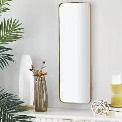 Gold Thin Iron Frame Curved Corner Mirror