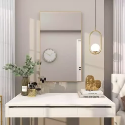 Gold Wood Rectangular Wall Mirror, 24x40 in.