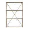 Gold X-Frame Daisy White Wood Wall Shelf