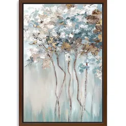 Golden Blue Forest Framed Canvas Art Print