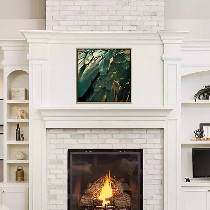 Golden Gilt Feathers Canvas Framed Art