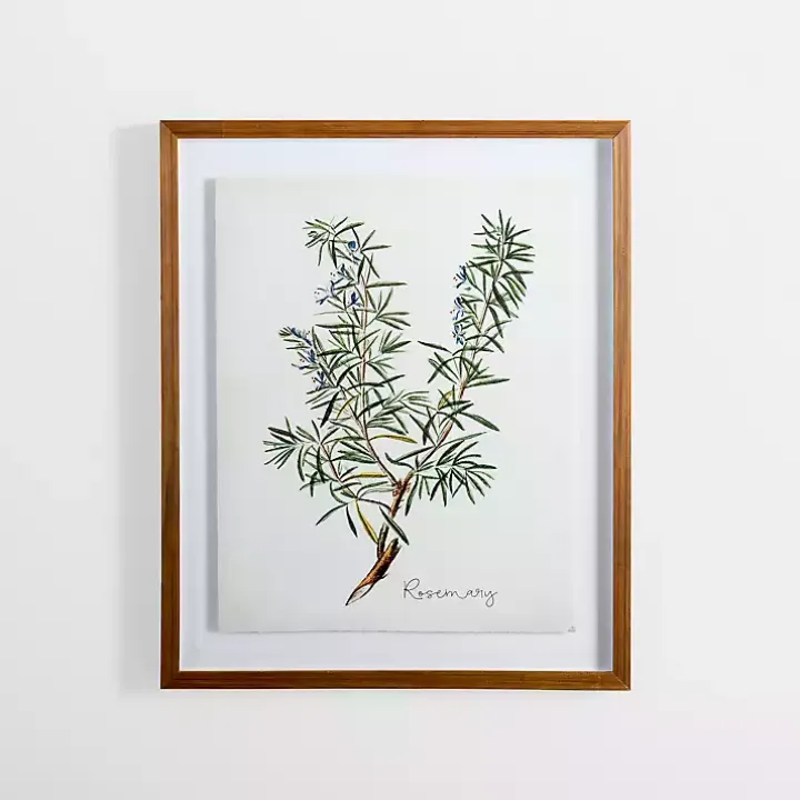 Golden Leaves Herbs Rosemary Framed Art Print
