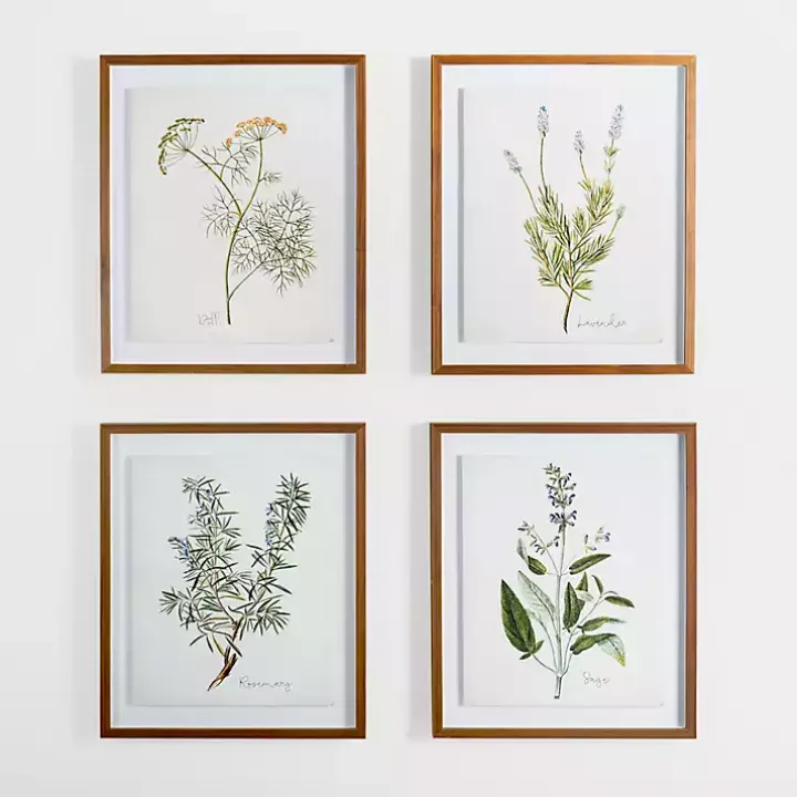 Golden Leaves Herbs Rosemary Framed Art Print