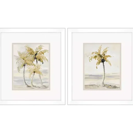 Golden Palm Framed Art Prints, Set of 2