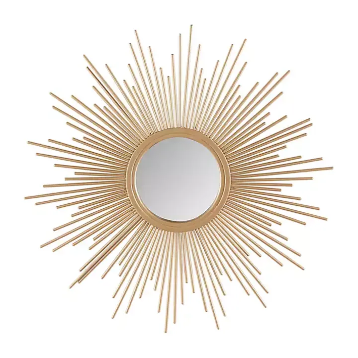 Golden Sunburst Small Decorative Wall Mirror