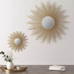 Golden Sunburst Small Decorative Wall Mirror
