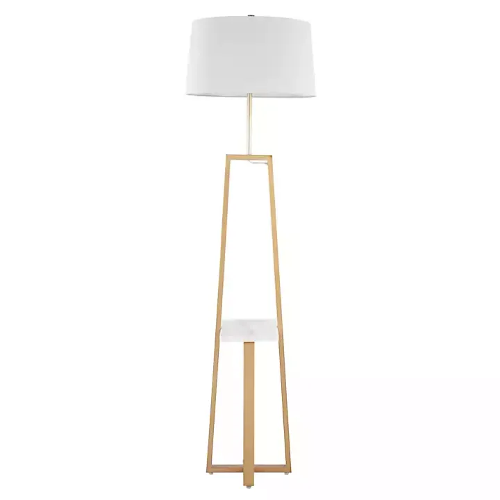 Golden Triangle Marble Shelf Floor Lamp