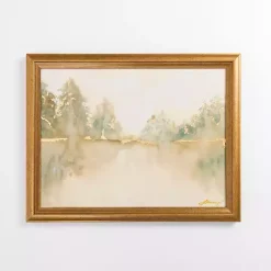 Golden Watercolor Treeline Framed Canvas Art Print