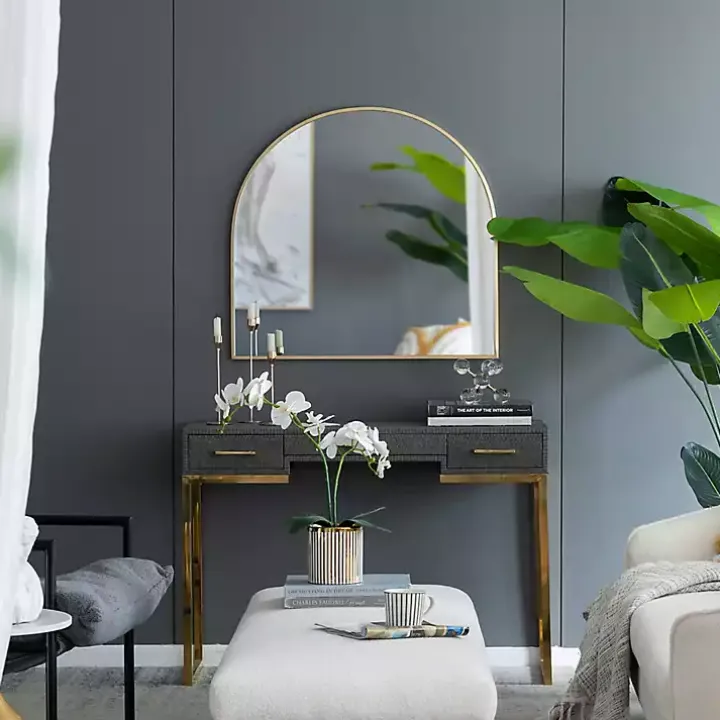 Golden Wide Arched Wall Mirror