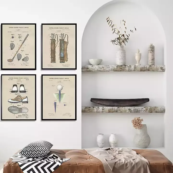 Golf Patents Framed Art Prints, Set of 4