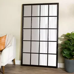 Grande Black Window Pane Leaner Mirror