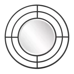 Graphite Metal Bullseye Round Wall Mirror