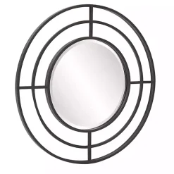 Graphite Metal Bullseye Round Wall Mirror