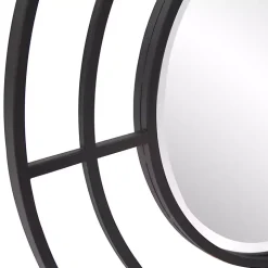Graphite Metal Bullseye Round Wall Mirror