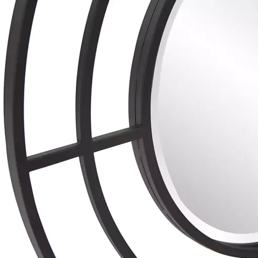 Graphite Metal Bullseye Round Wall Mirror
