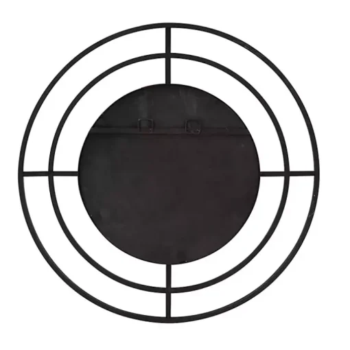 Graphite Metal Bullseye Round Wall Mirror