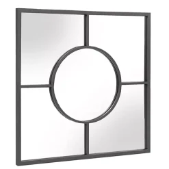 Graphite Metal Geometric Square Wall Mirror