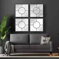 Graphite Metal Geometric Square Wall Mirror
