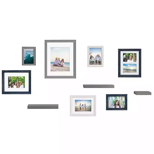 Gray & Navy 10-pc. Gallery Wall Frame & Shelf Set