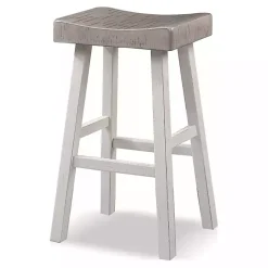 Gray & White Backless Cooper Bar Stools, Set of 2