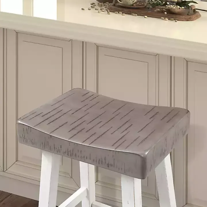 Gray & White Cooper Counter Stools, Set of 2