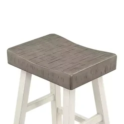 Gray & White Wood Bar Stools, Set of 2