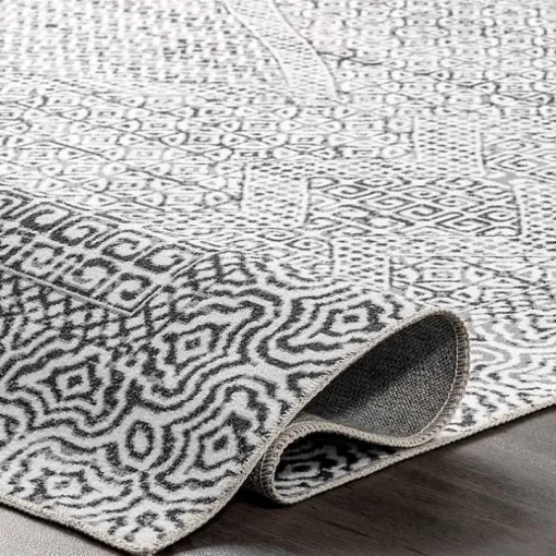 Gray Abstract Pattern Washable Runner